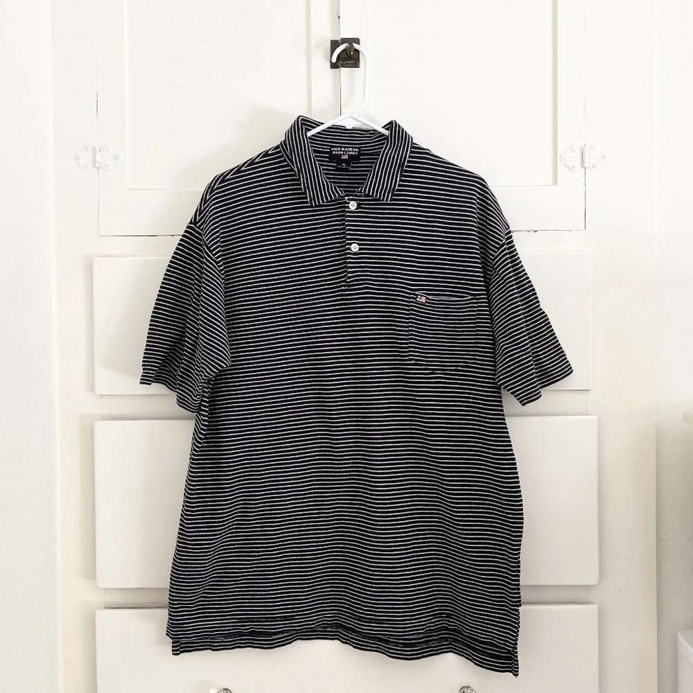 Vintage Ralph Lauren Polo Jeans Striped Polo Shirt XL Y2K Oversized